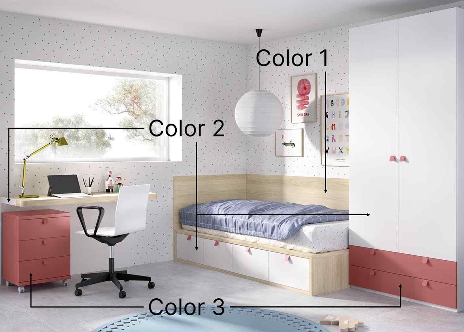 Dormitorio juvenil completo modelo Leonor