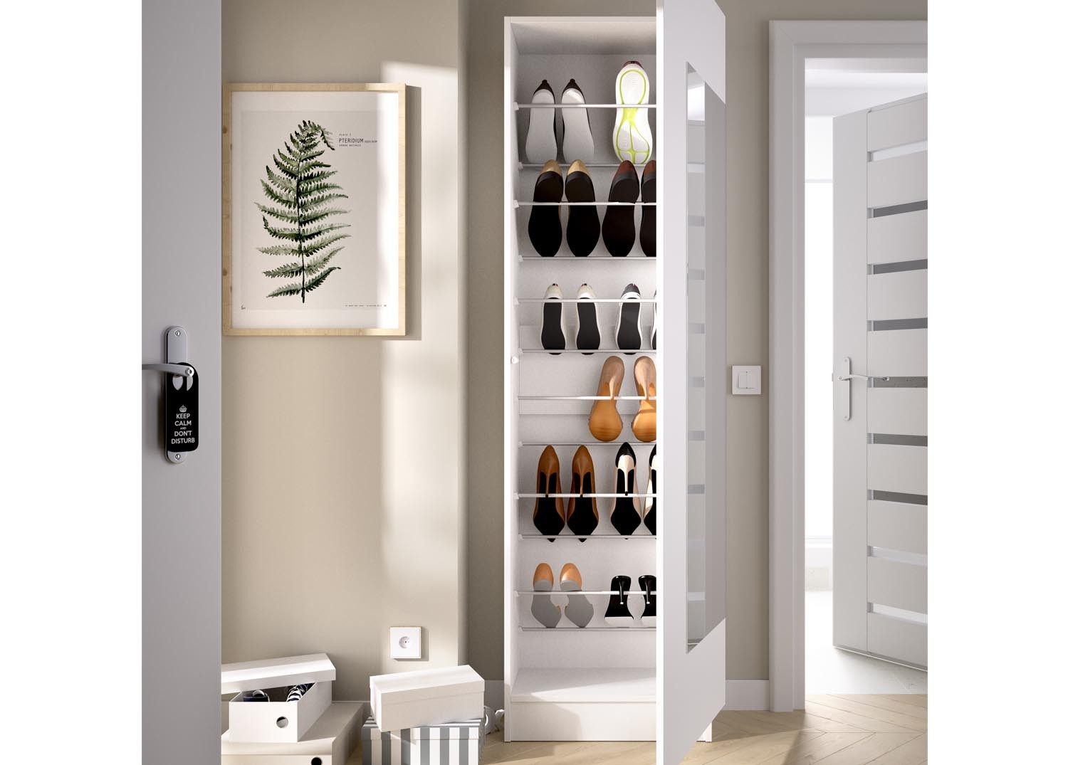Mueble Zapatero De Madera Con Espejo - 3 Compartimentos, Capacidad 20 Pares, Medidas 116 X 24 X 60 Cm