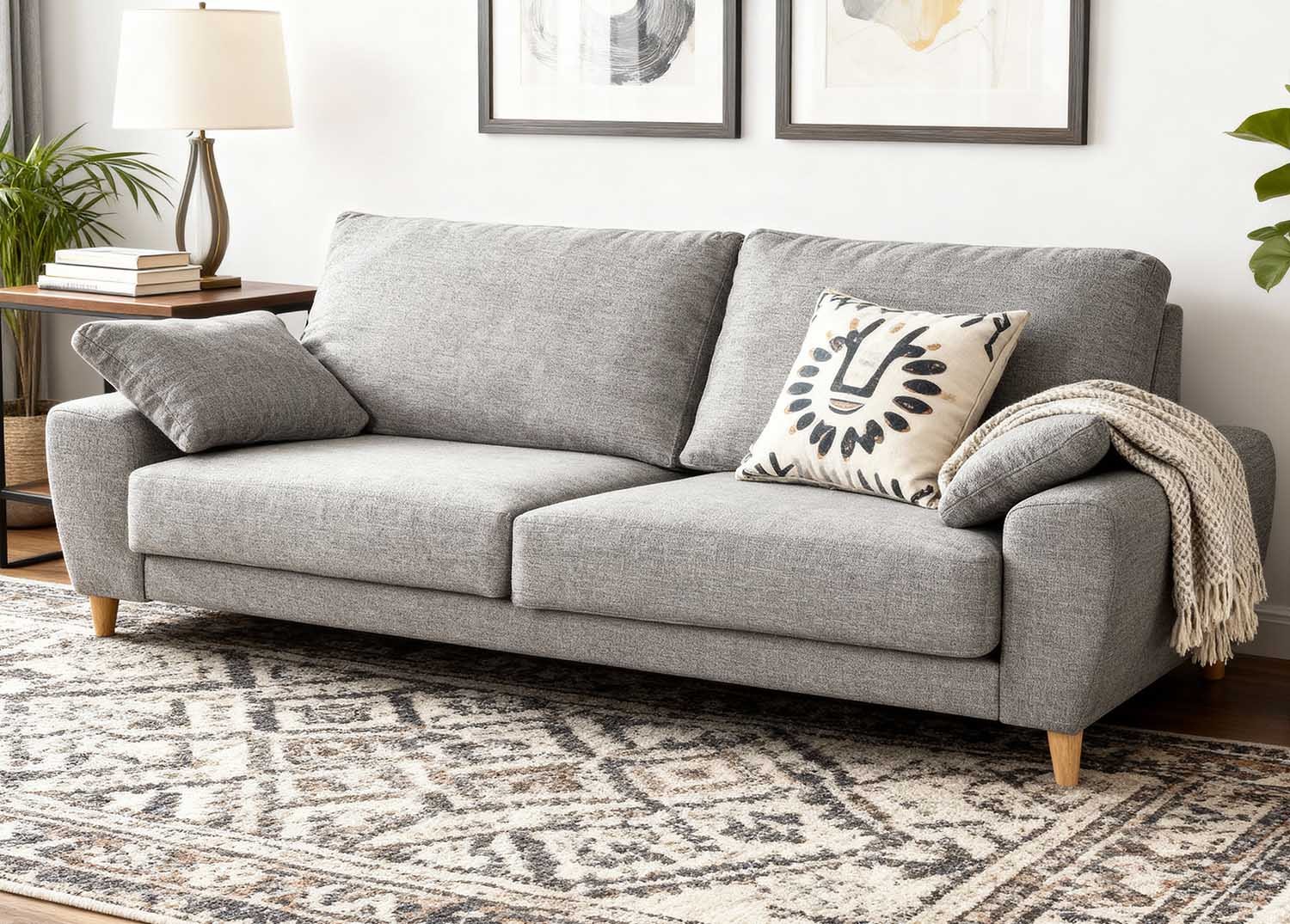 Sofá fijo azul claro plazas moderno y elegante Barcelona