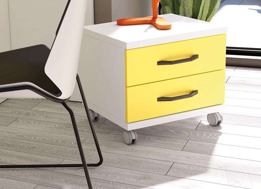 Cajonera Con Ruedas De 3 Cajones - Color Amarillo Jengibre, ABS, Para Hogar U Oficina